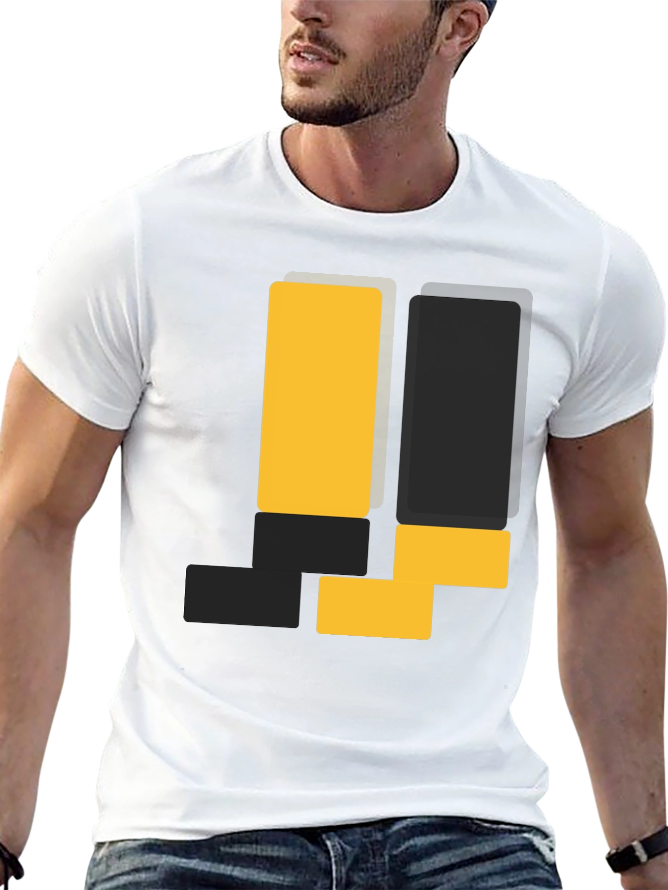 Geometric Block Design Black T-Shirt
