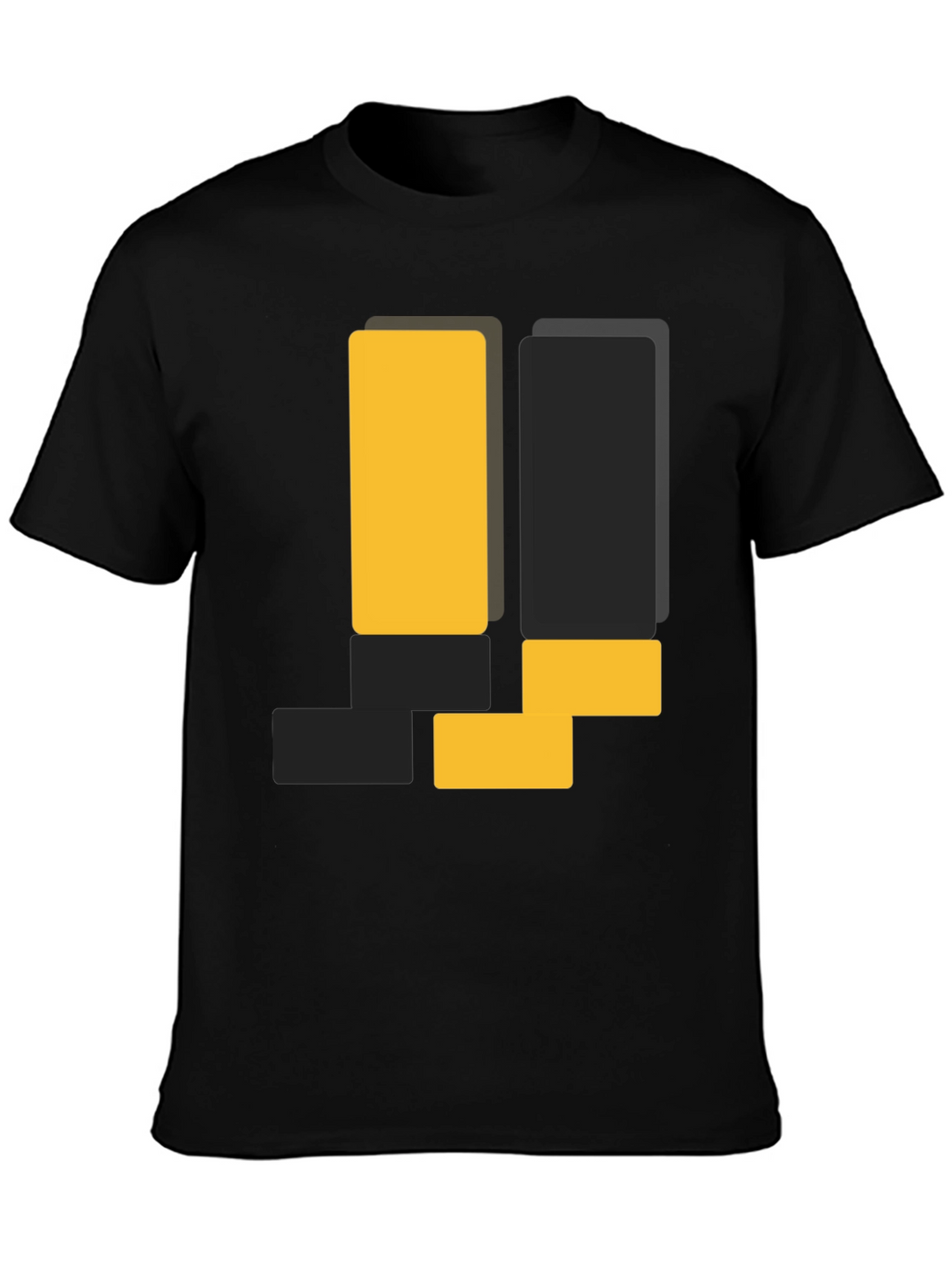 Geometric Block Design Black T-Shirt