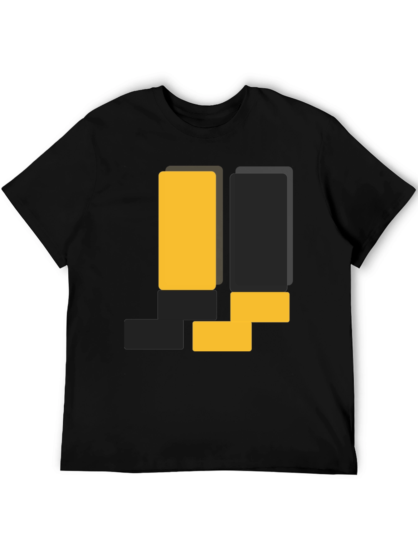 Geometric Block Design Black T-Shirt