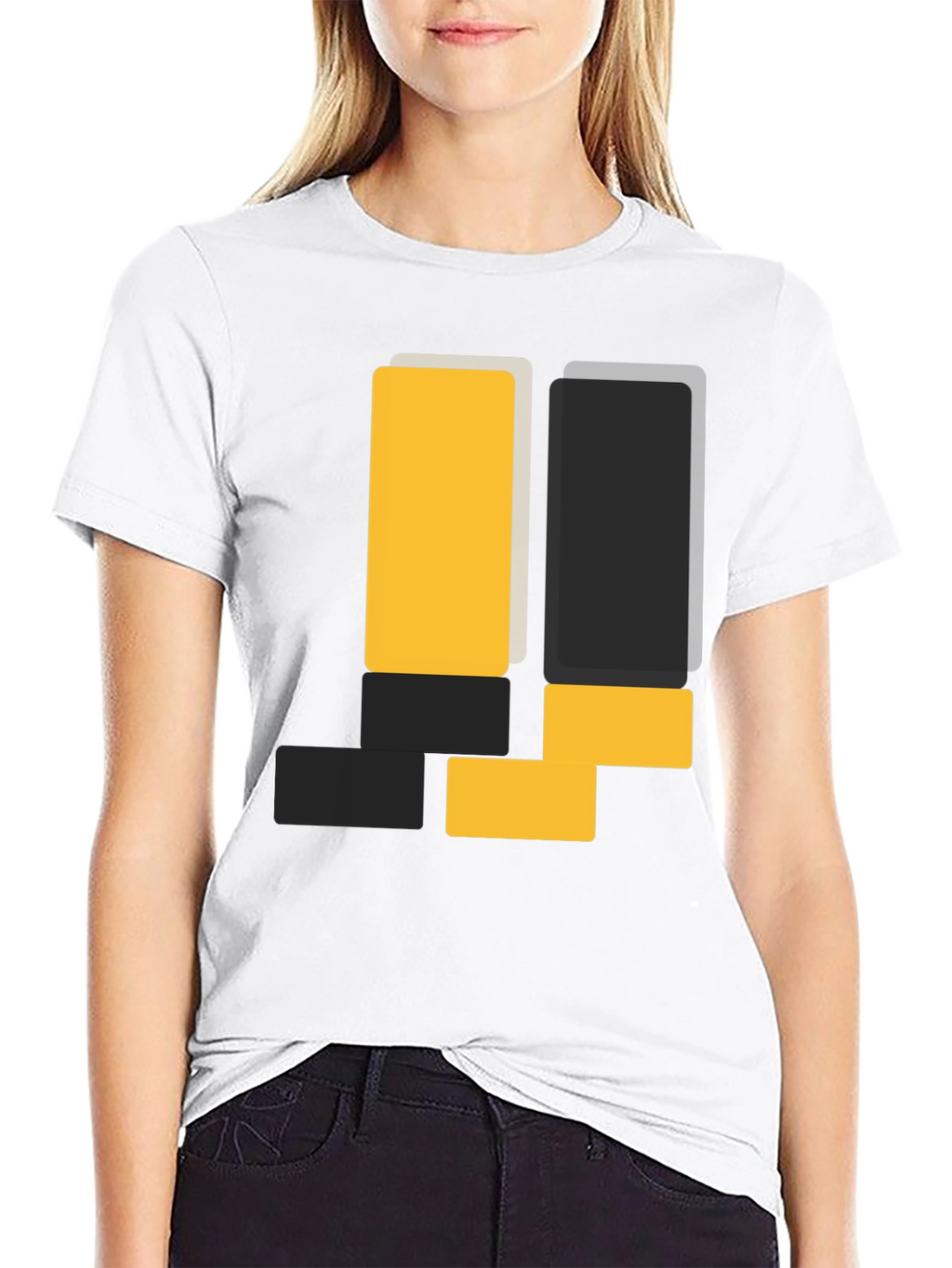 Geometric Block Design Black T-Shirt