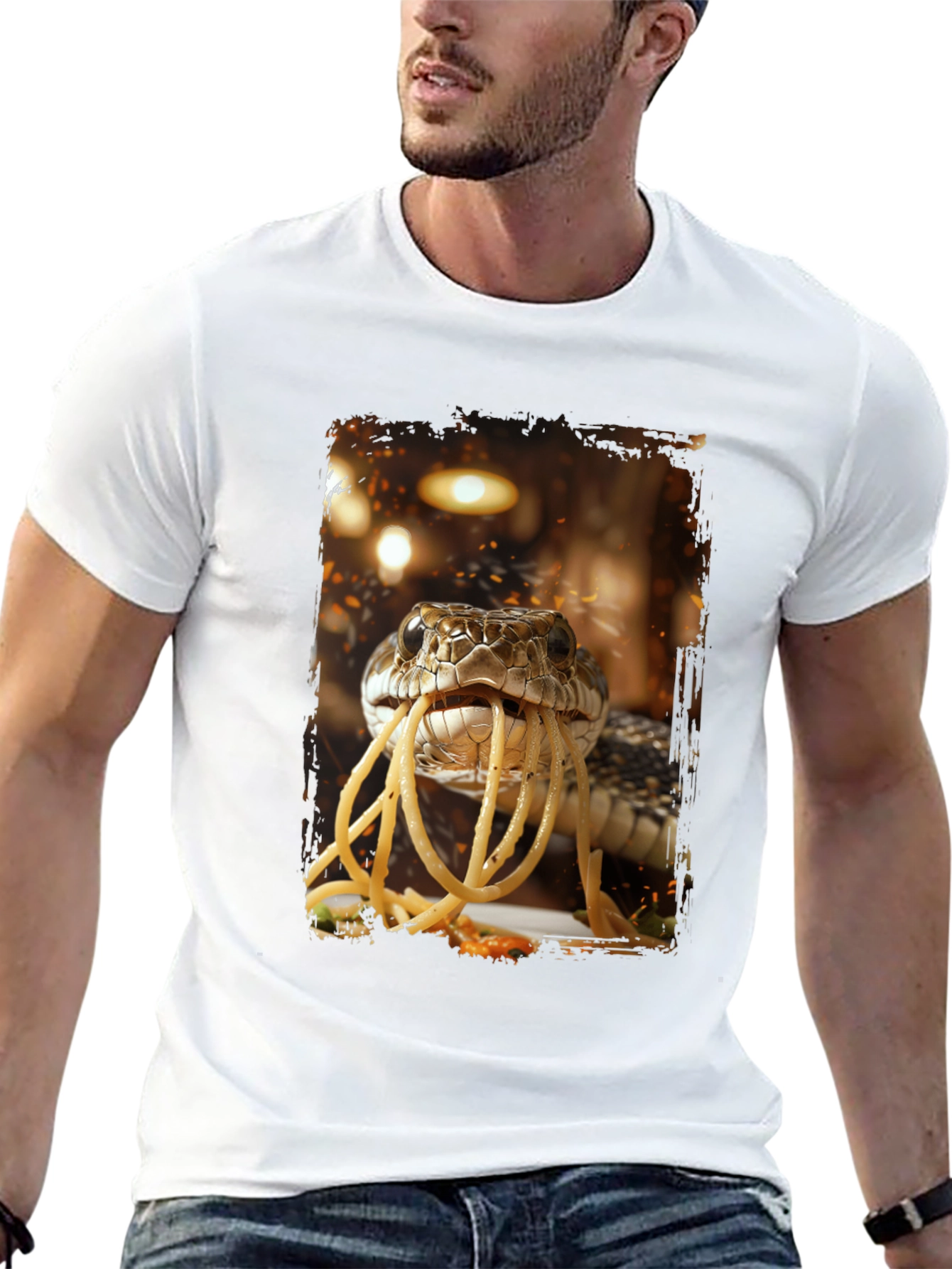 Snake Eating Spaghetti Graphic Tee