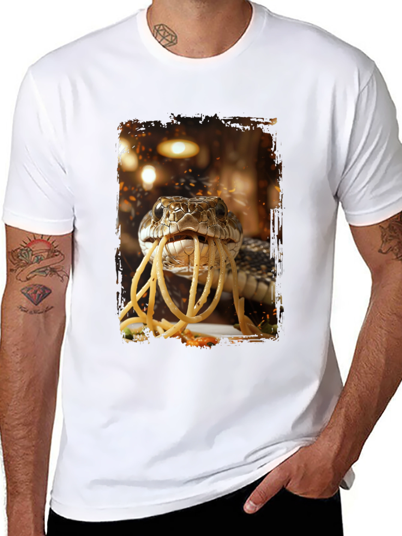Snake Eating Spaghetti Graphic Tee