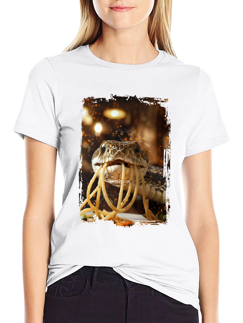 Snake Eating Spaghetti Graphic Tee