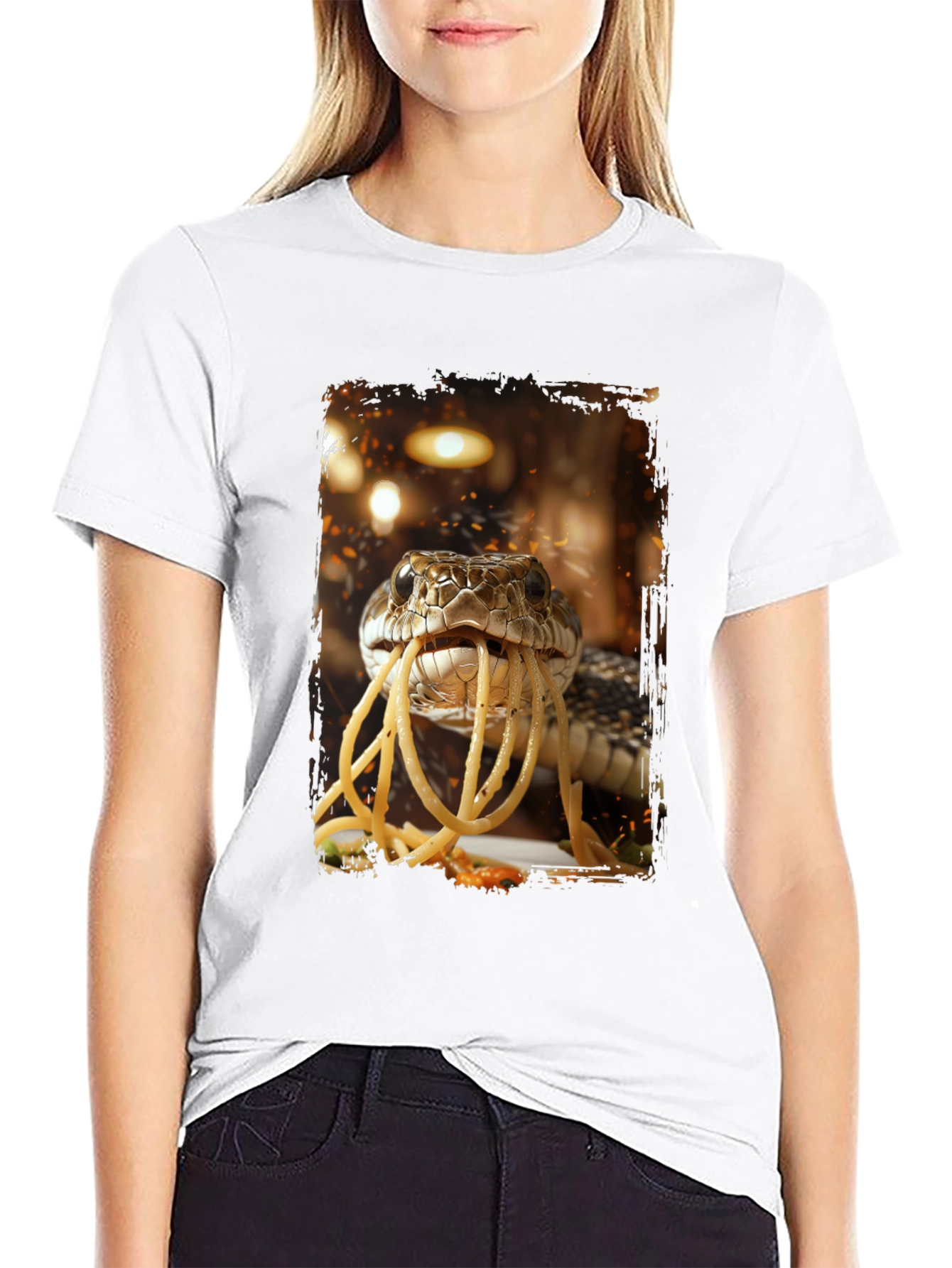 Snake Eating Spaghetti Graphic Tee