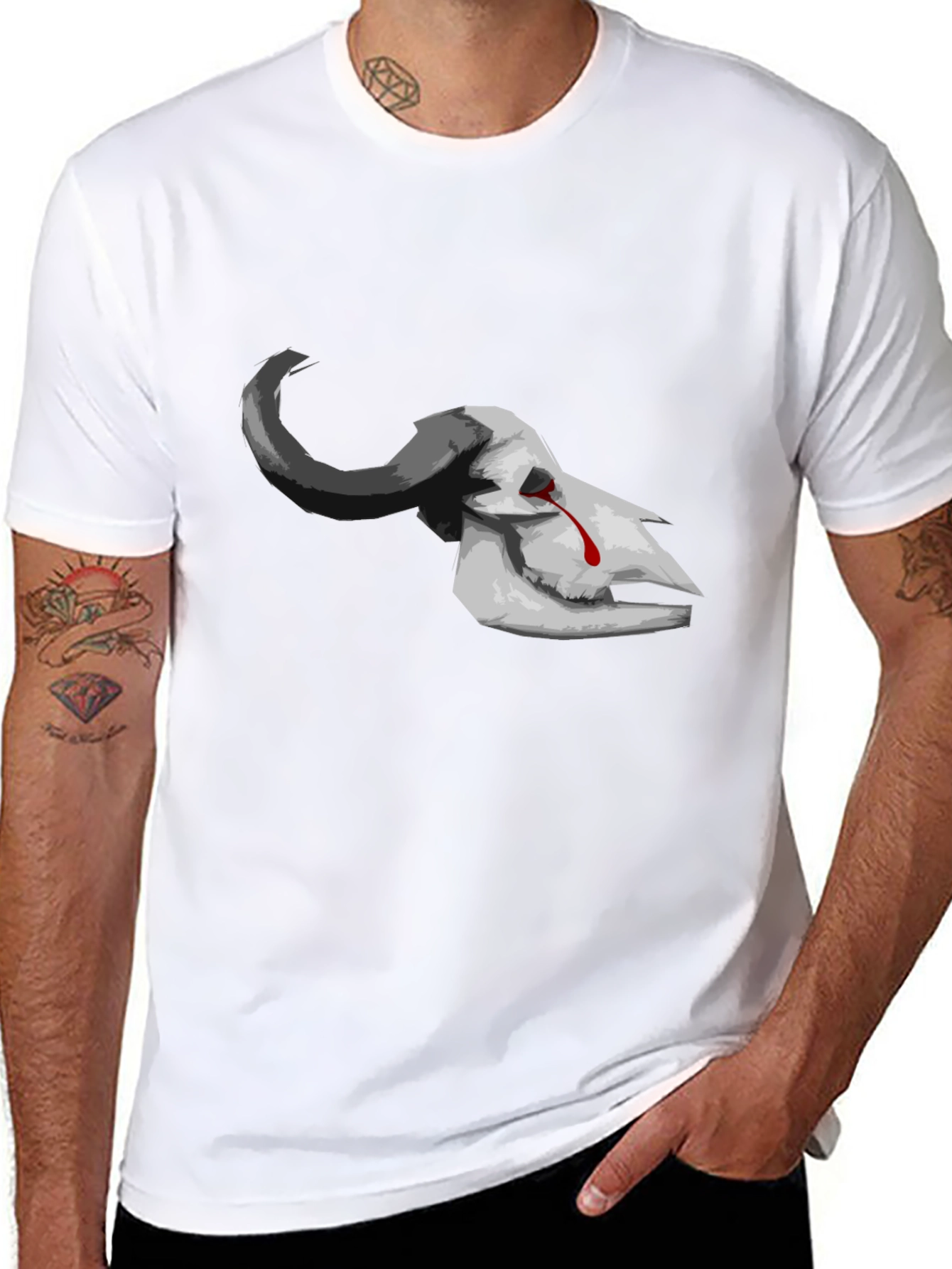 Bleeding Skull Graphic Tee - Dark Aesthetic