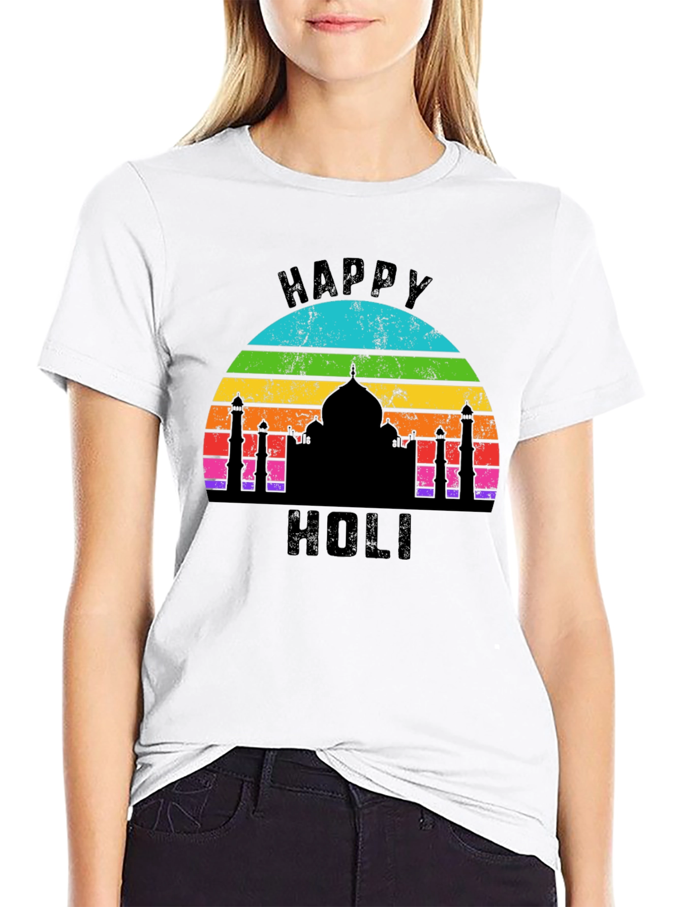 Happy Holi Taj Mahal Rainbow T-Shirt