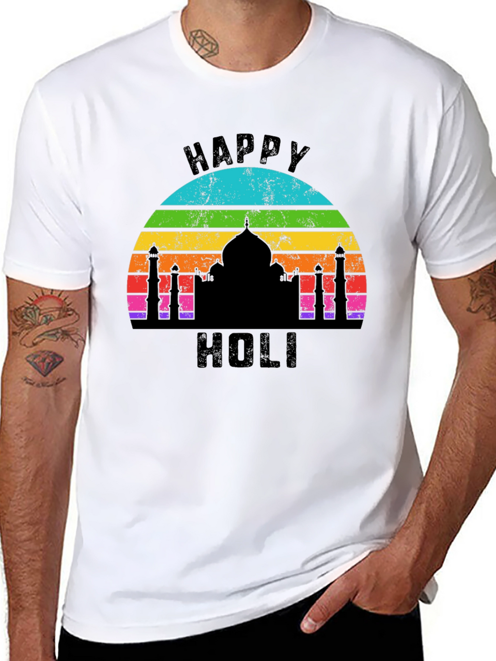 Happy Holi Taj Mahal Rainbow T-Shirt