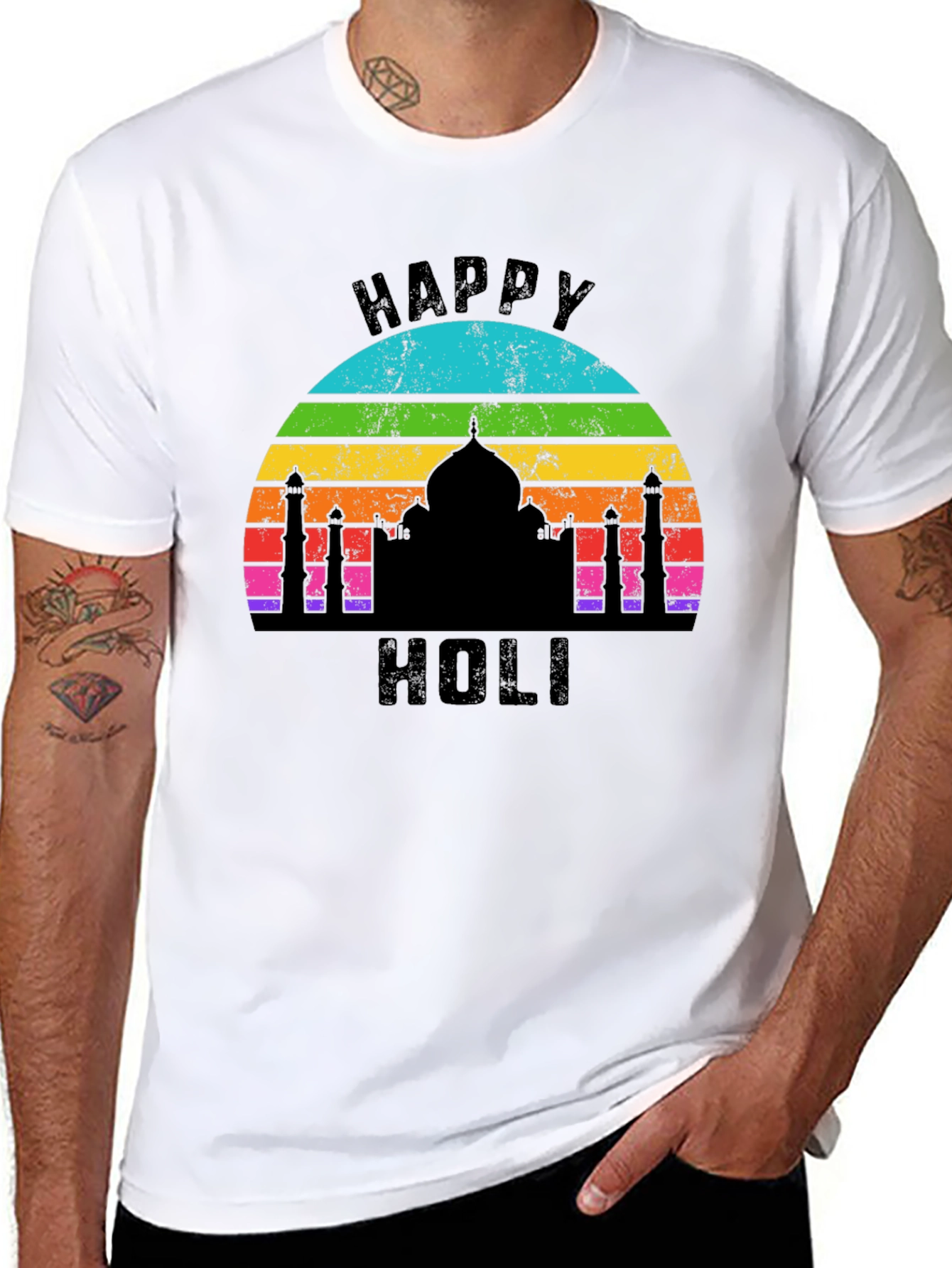 Happy Holi Taj Mahal Rainbow T-Shirt