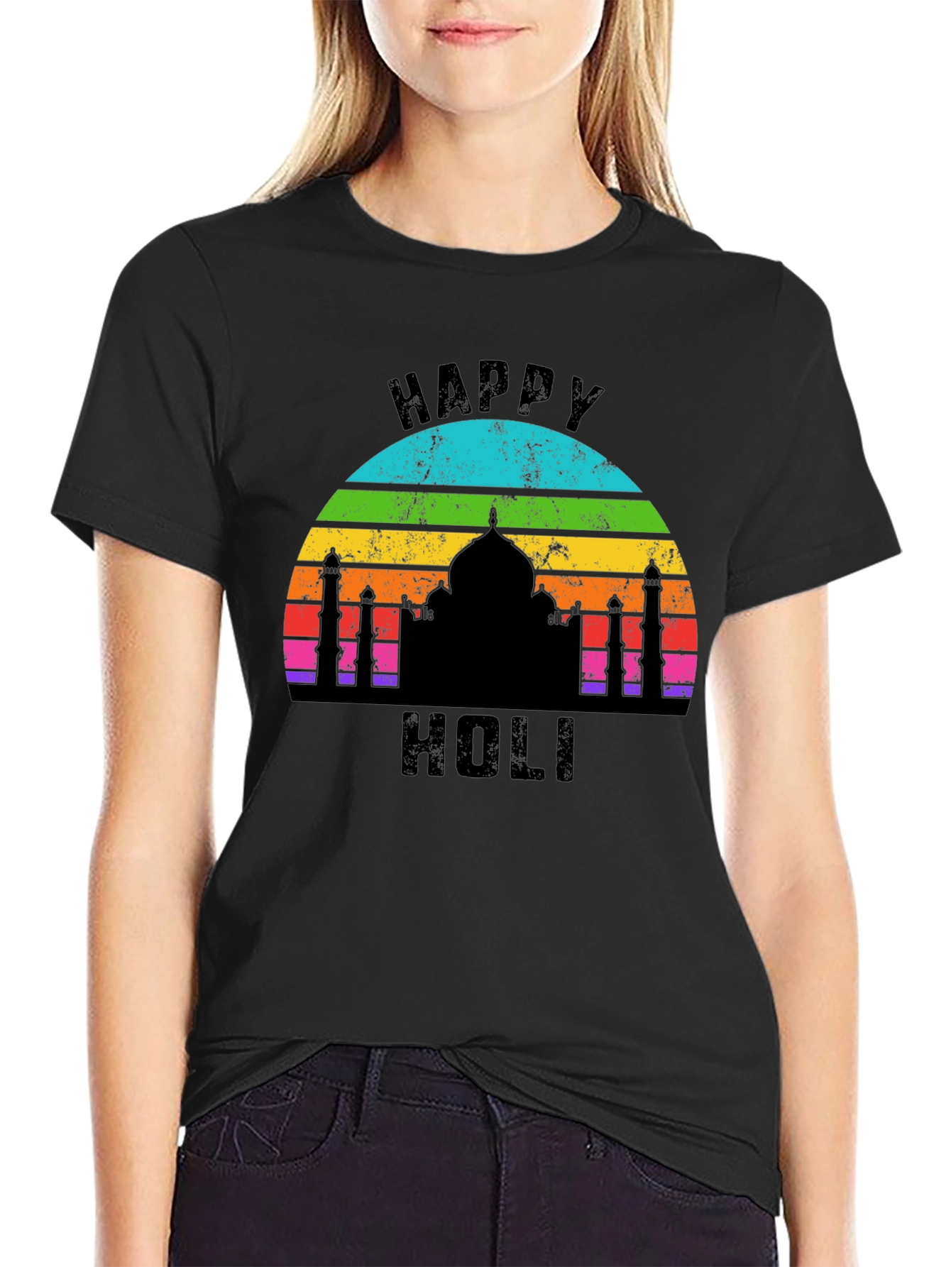 Happy Holi Taj Mahal Rainbow T-Shirt