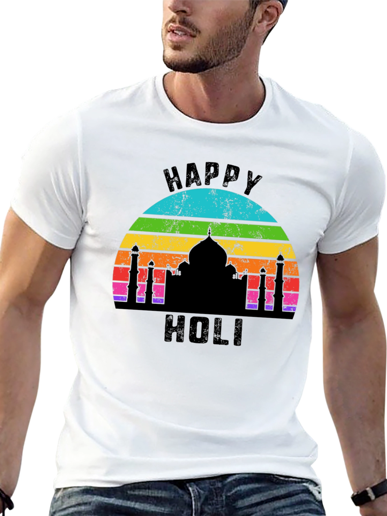Happy Holi Taj Mahal Rainbow T-Shirt