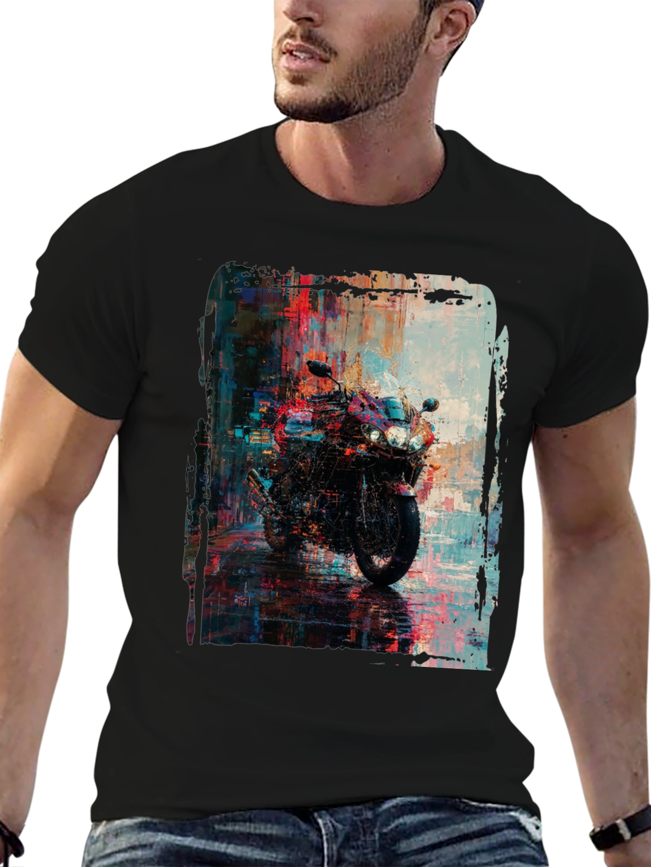 Motorcycle Graphic Tee - Urban Style Black T-Shirt