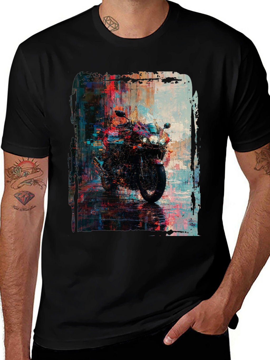 Motorcycle Graphic Tee - Urban Style Black T-Shirt