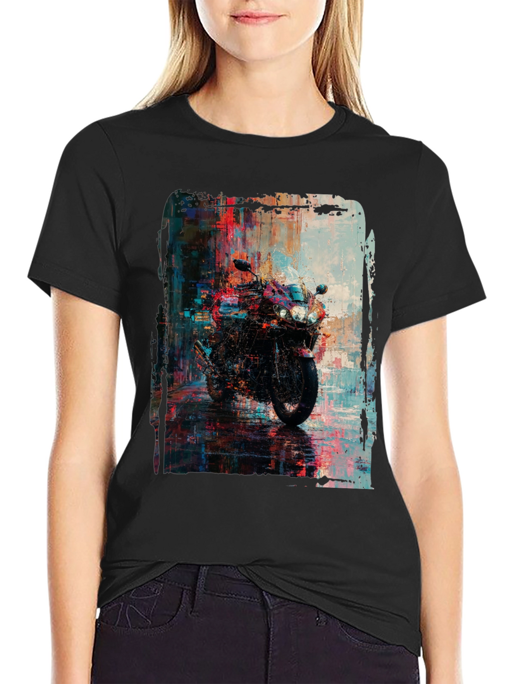 Motorcycle Graphic Tee - Urban Style Black T-Shirt