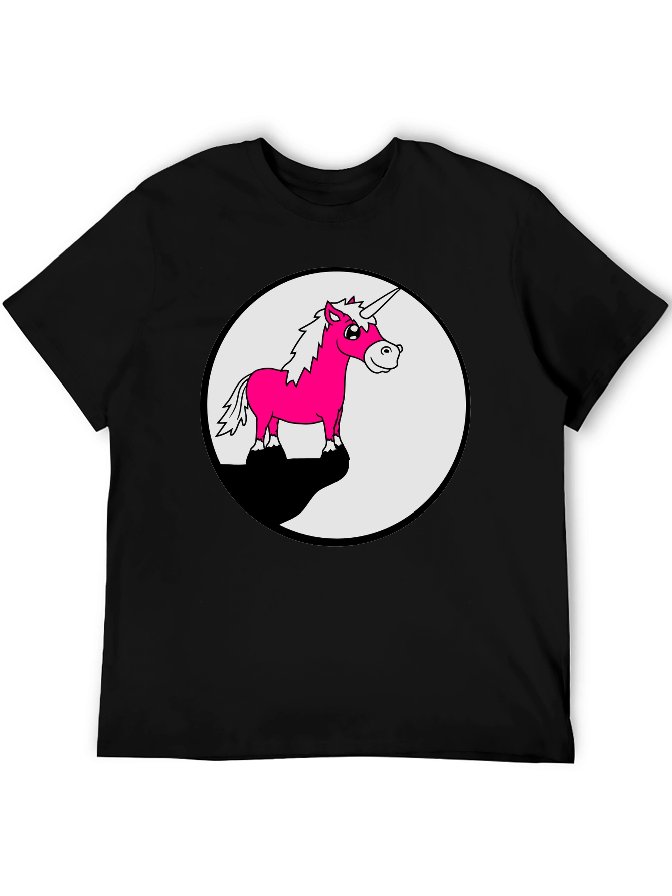 Unicorn Yin Yang Graphic Tee - Black Cotton Blend