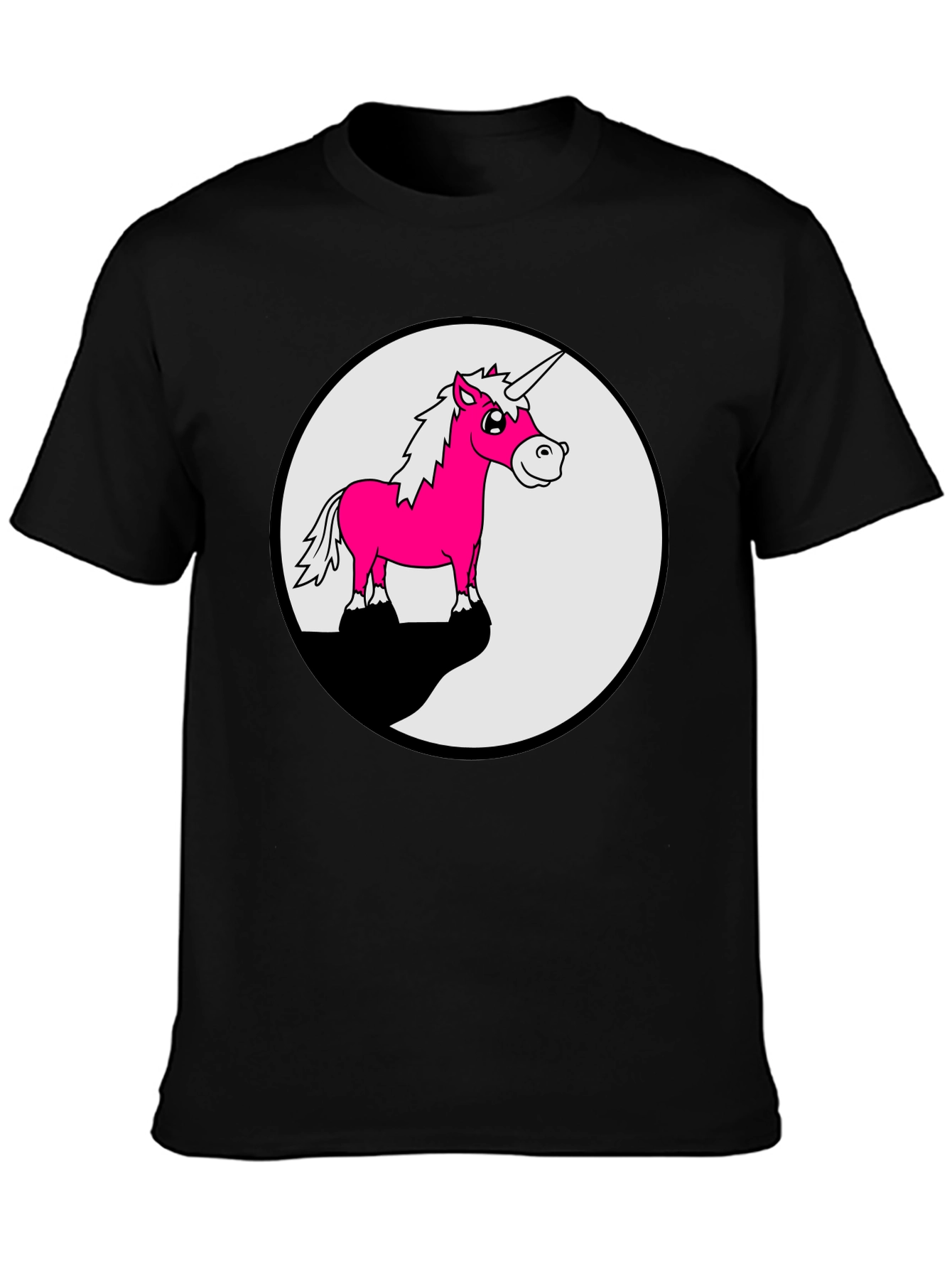 Unicorn Yin Yang Graphic Tee - Black Cotton Blend