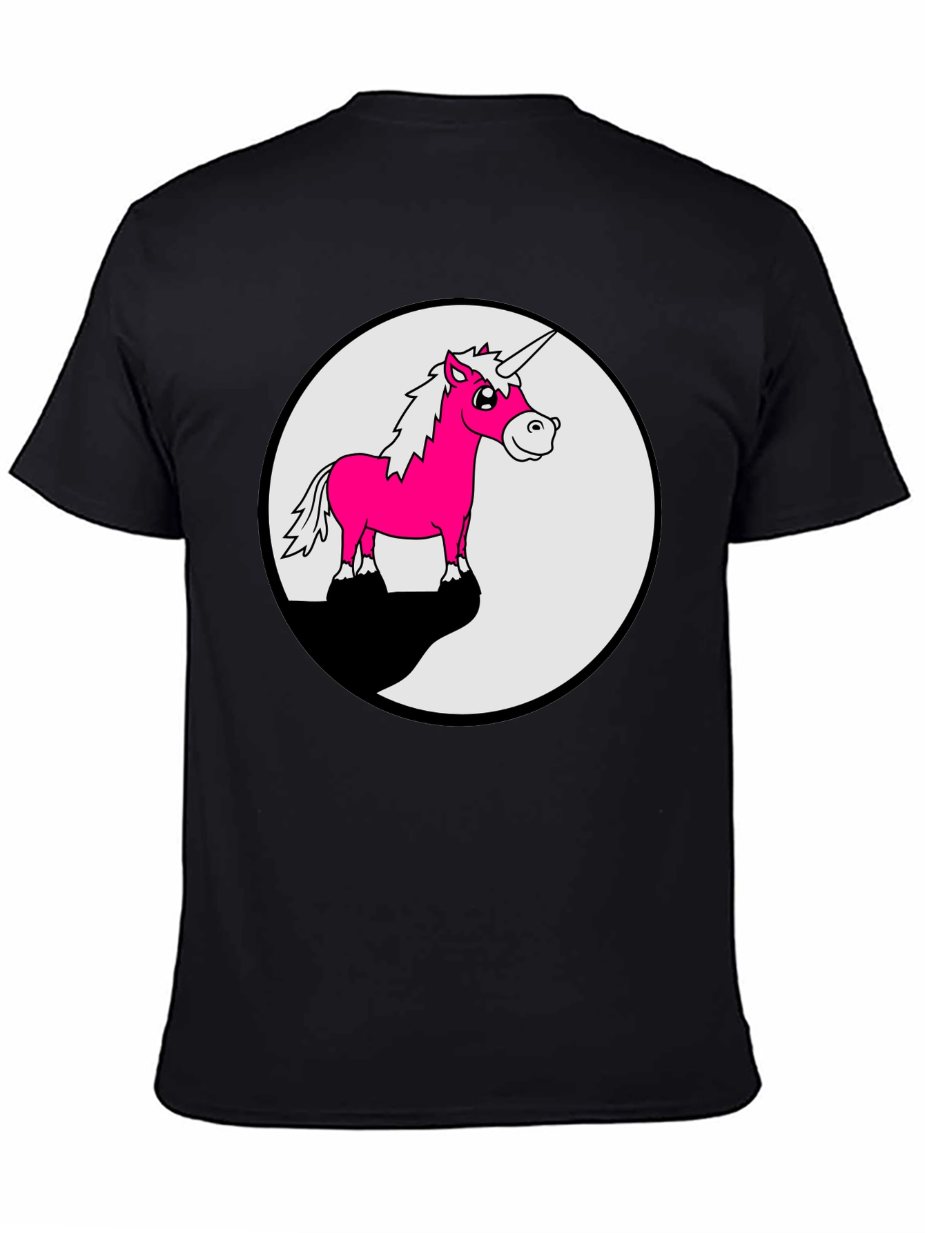 Unicorn Yin Yang Graphic Tee - Black Cotton Blend