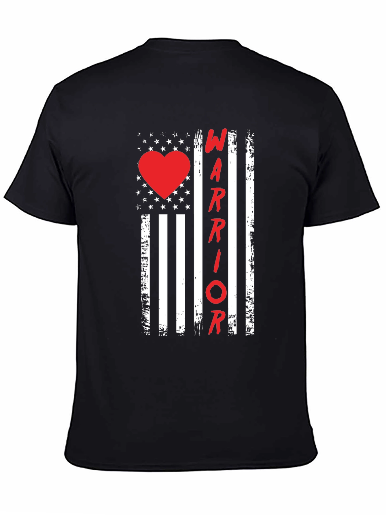 Warrior Heart Flag Graphic Tee - Black