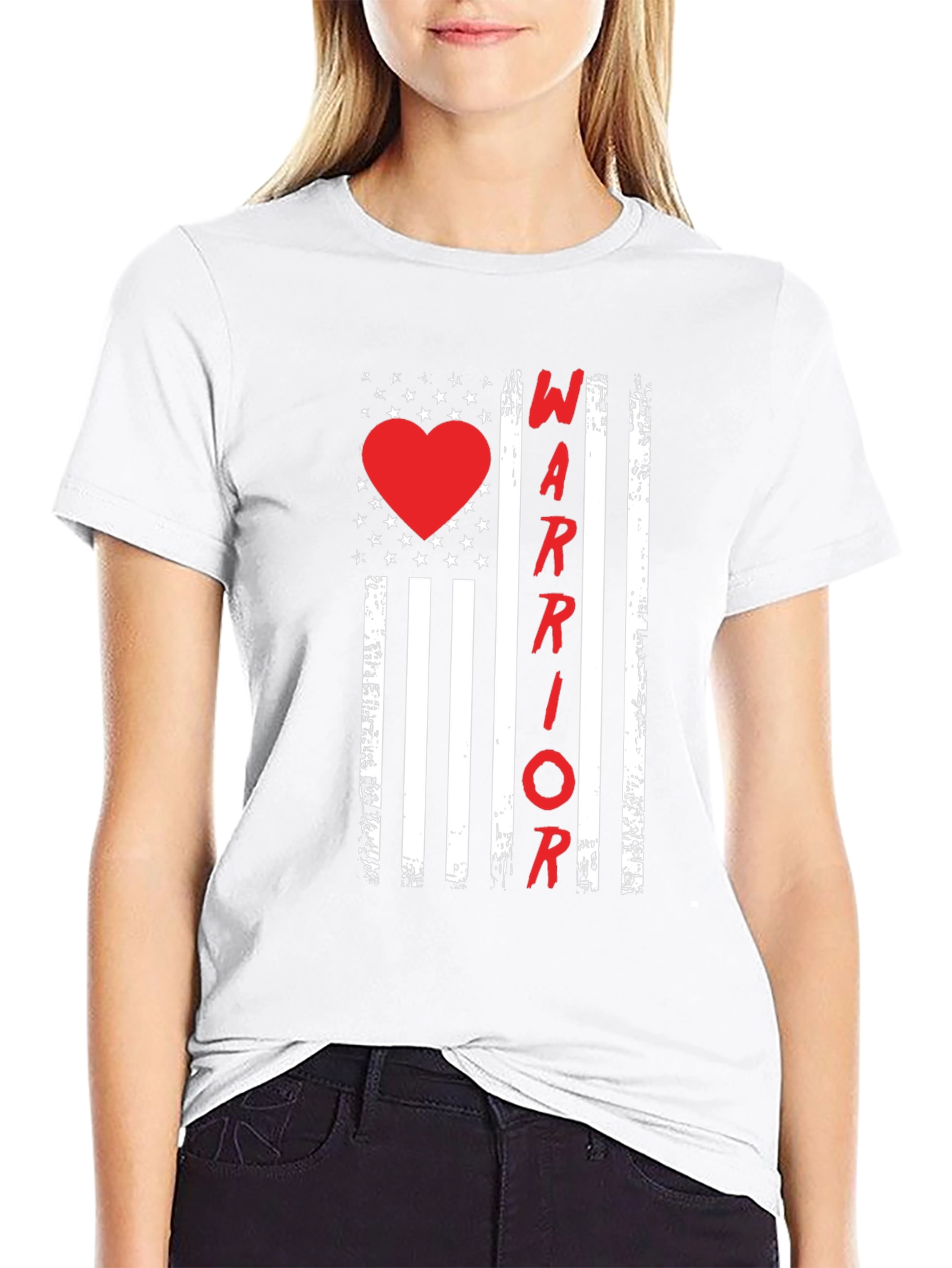 Warrior Heart Flag Graphic Tee - Black