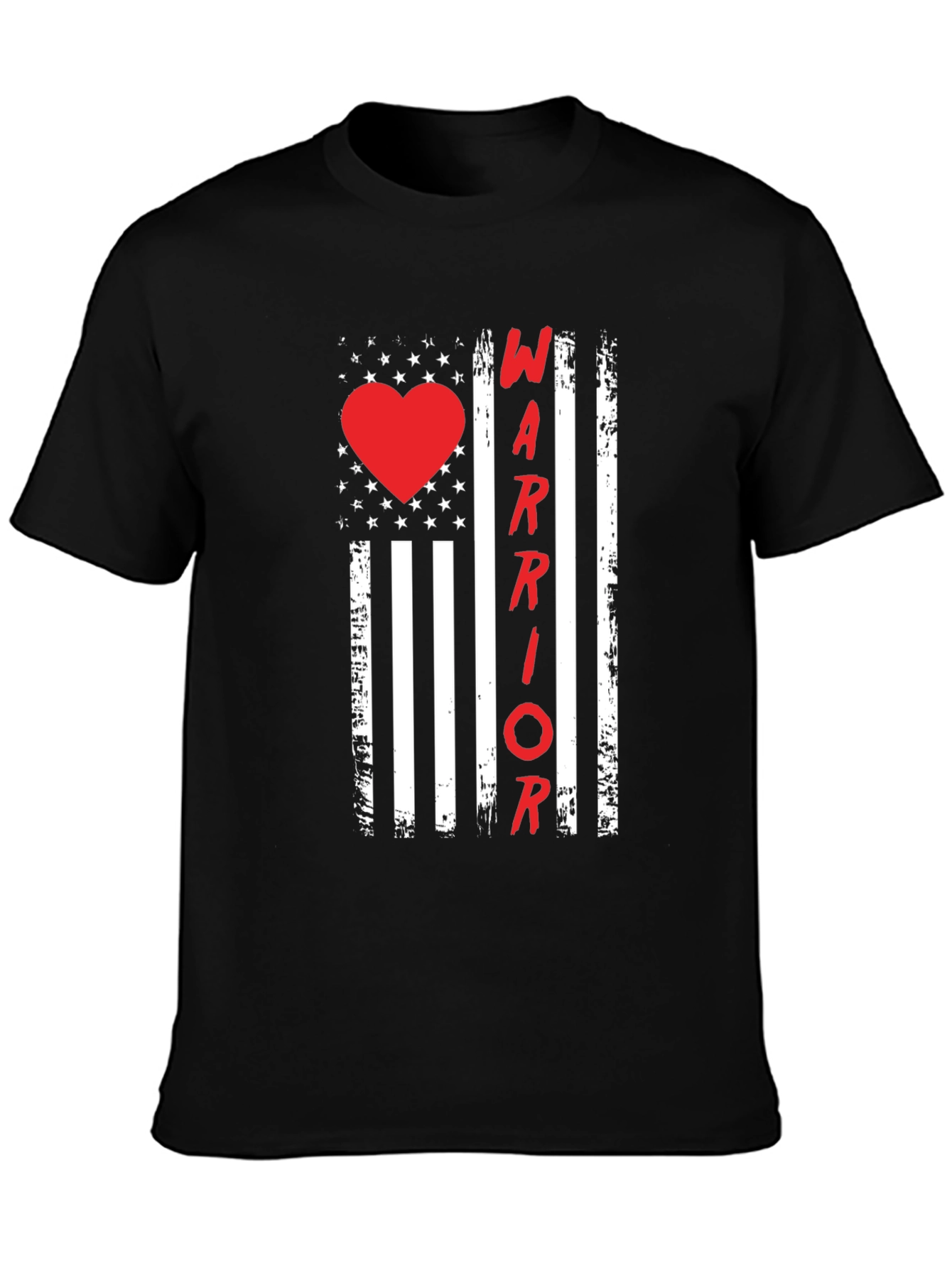 Warrior Heart Flag Graphic Tee - Black
