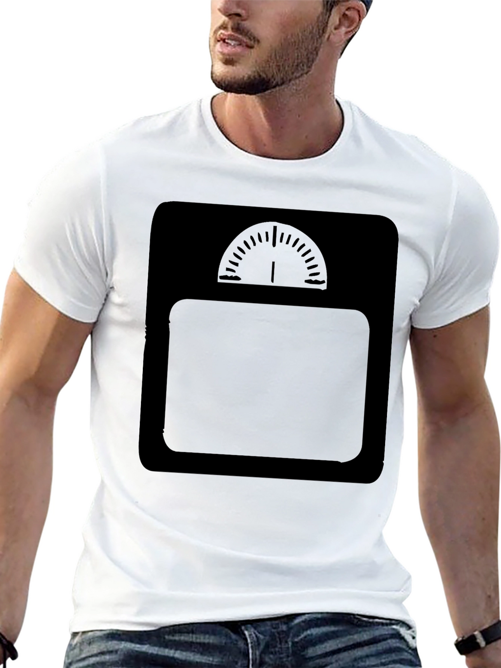 Mens Black T-Shirt with Weight Scale Design