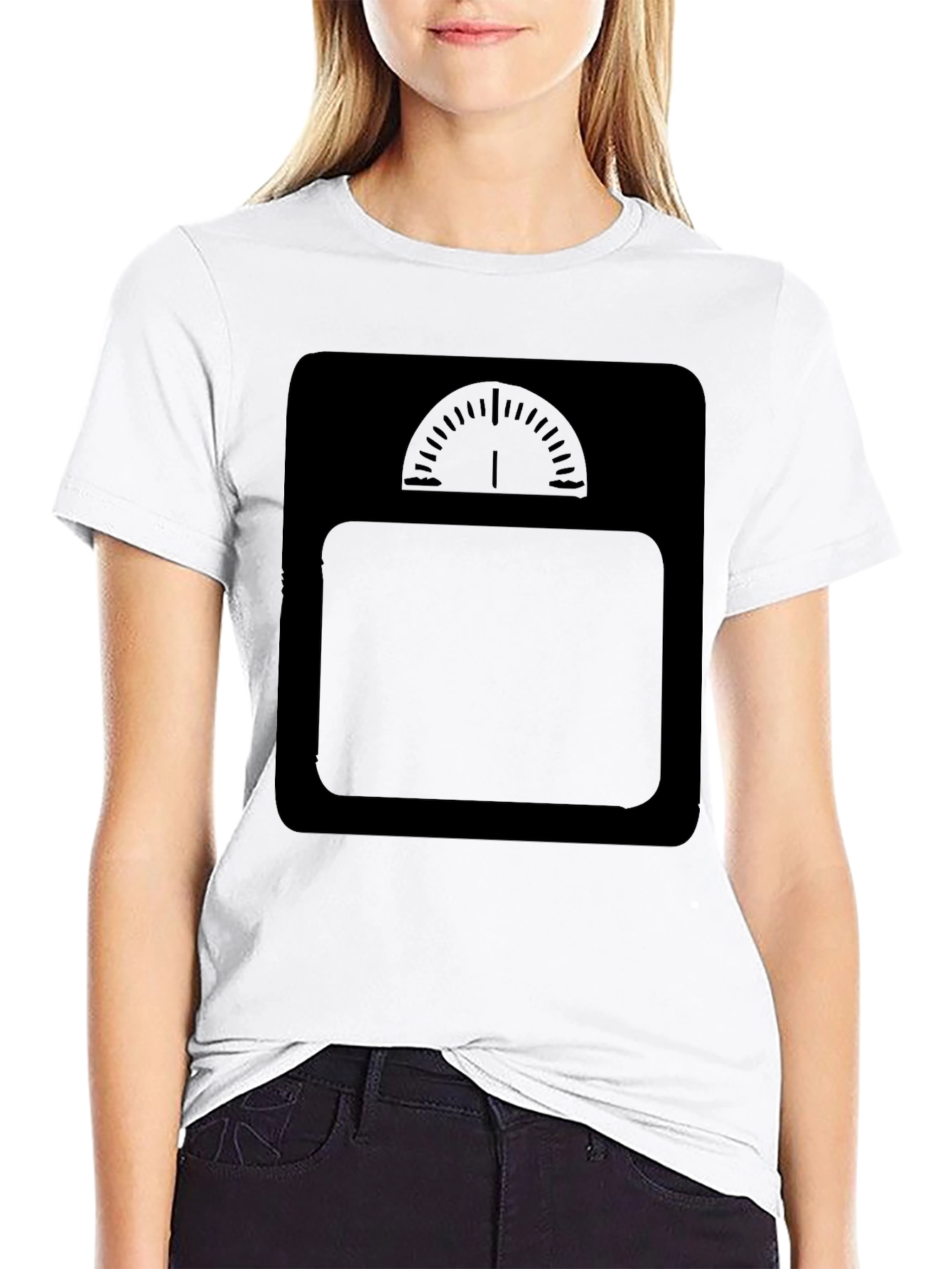 Mens Black T-Shirt with Weight Scale Design