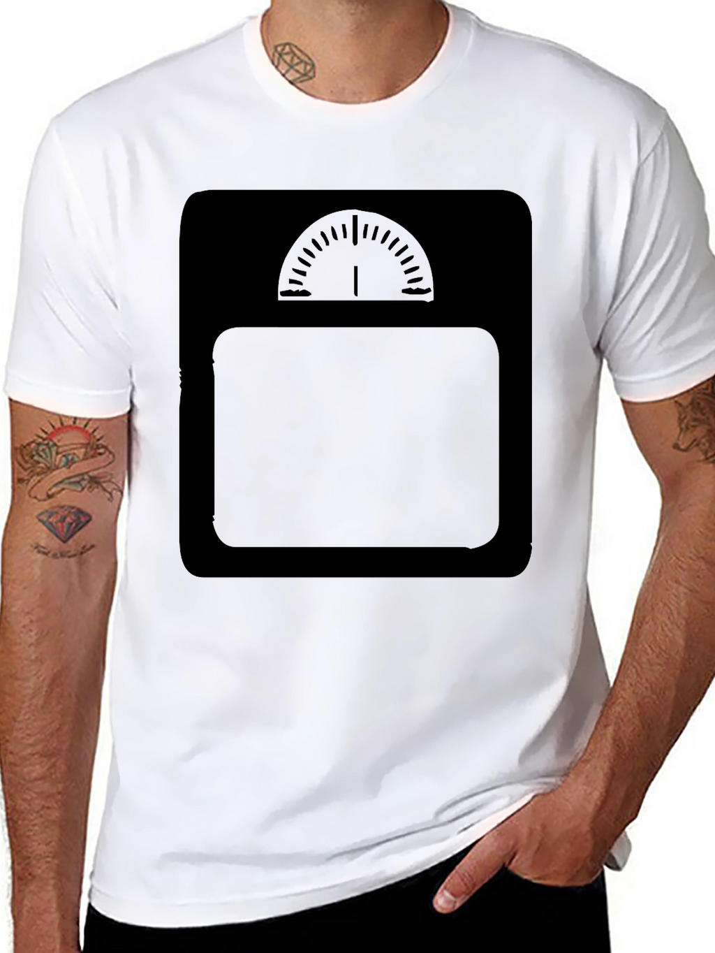 Mens Black T-Shirt with Weight Scale Design
