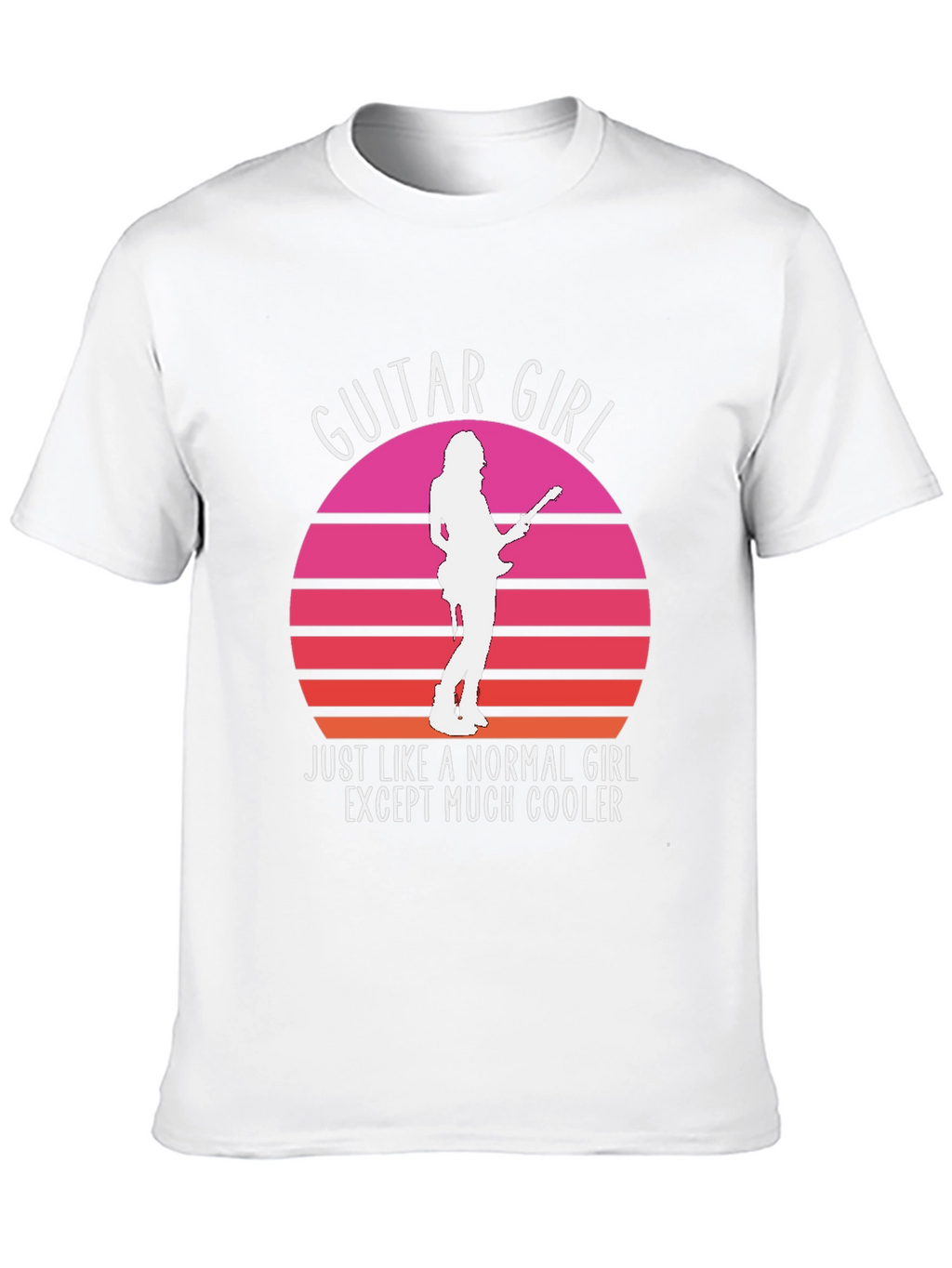 Guitar Girl Retro Sunset T-Shirt - Music Lover Tee