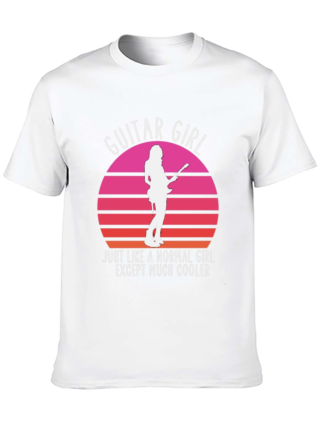 Guitar Girl Retro Sunset T-Shirt - Music Lover Tee