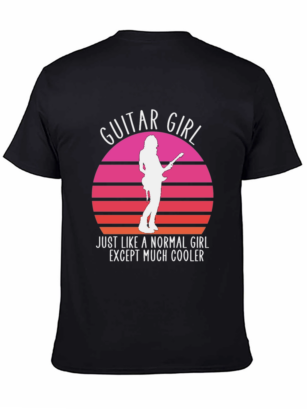 Guitar Girl Retro Sunset T-Shirt - Music Lover Tee
