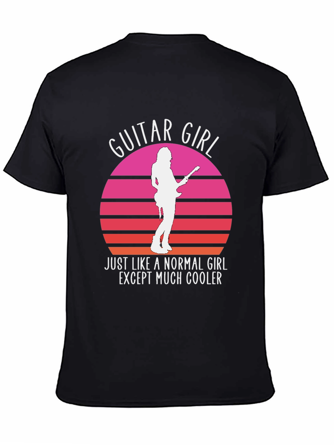 Guitar Girl Retro Sunset T-Shirt - Music Lover Tee