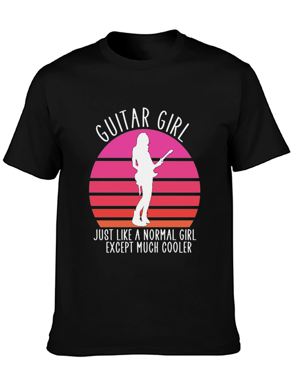 Guitar Girl Retro Sunset T-Shirt - Music Lover Tee