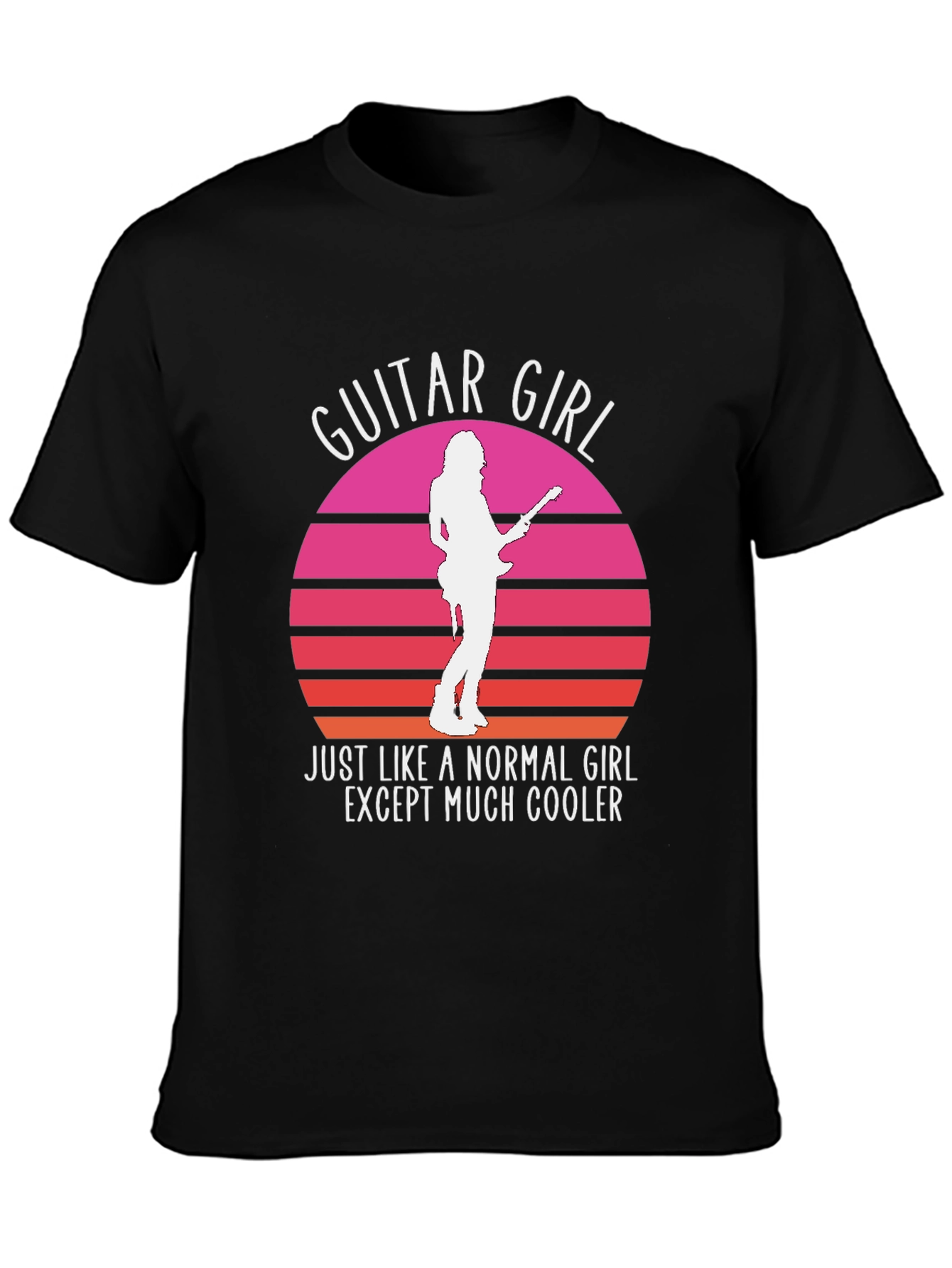 Guitar Girl Retro Sunset T-Shirt - Music Lover Tee