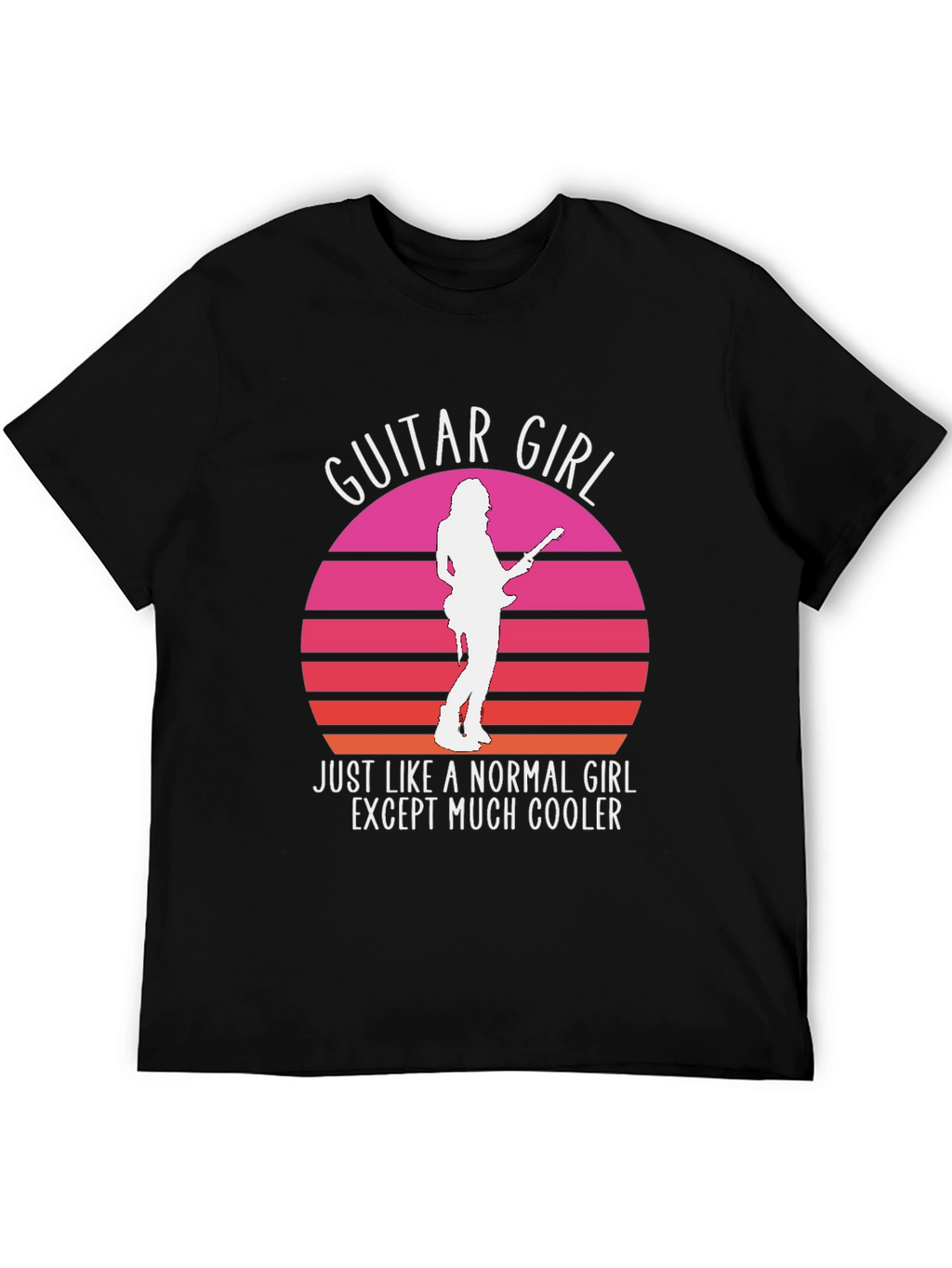 Guitar Girl Retro Sunset T-Shirt - Music Lover Tee