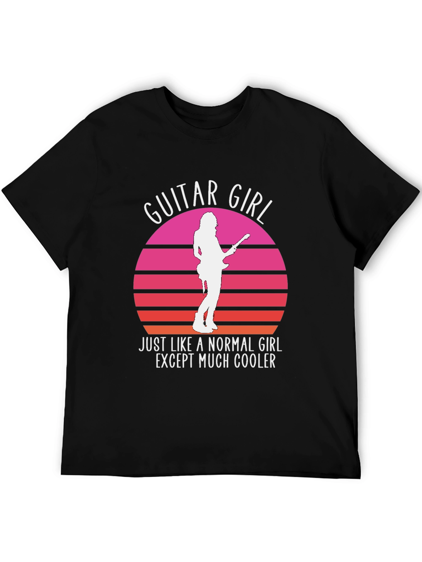Guitar Girl Retro Sunset T-Shirt - Music Lover Tee
