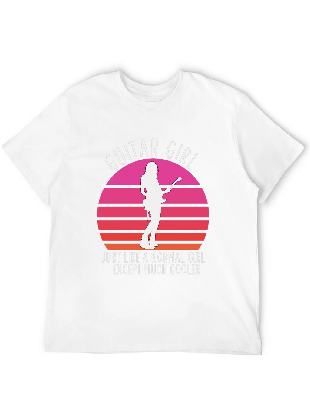 Guitar Girl Retro Sunset T-Shirt - Music Lover Tee