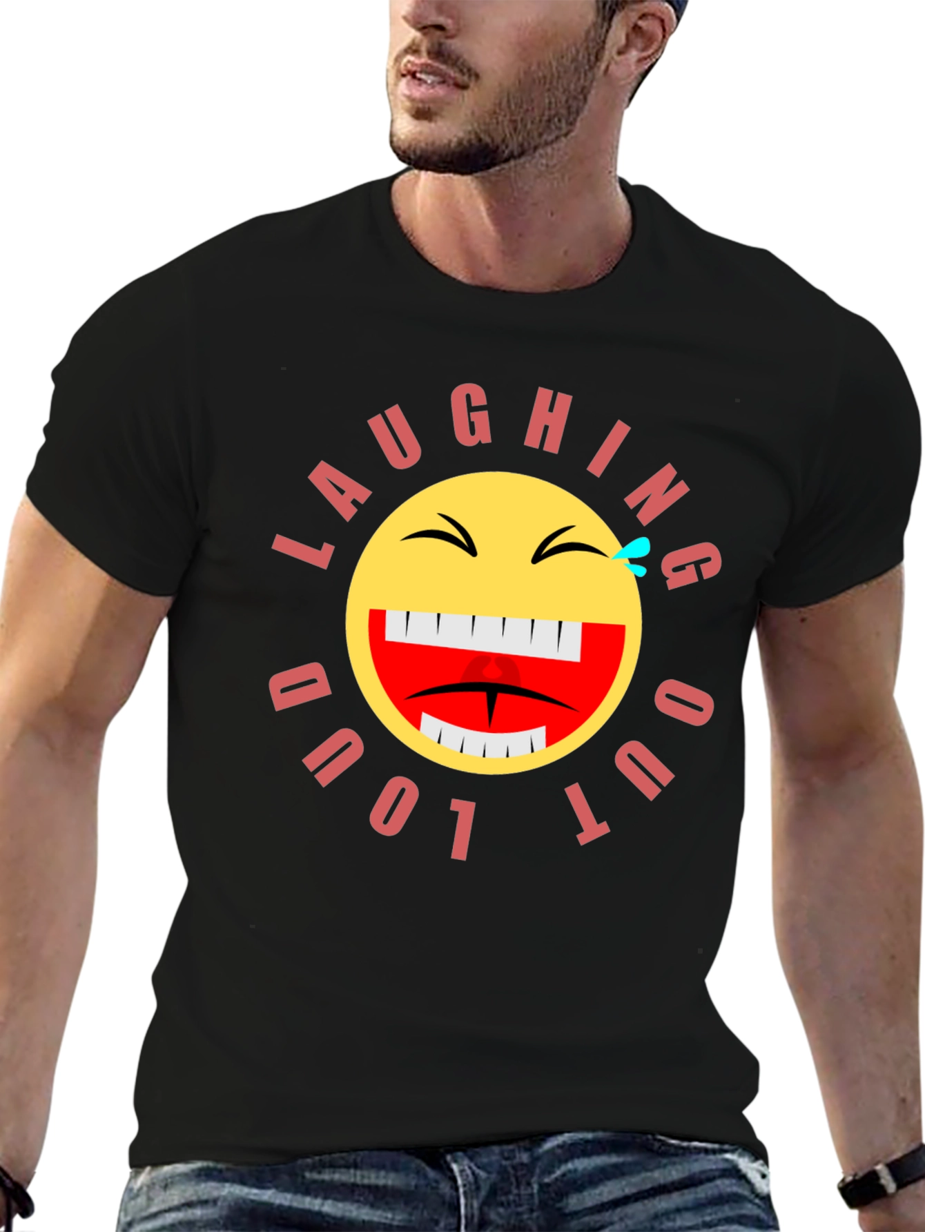 Laughing Out Loud Emoji Graphic T-Shirt