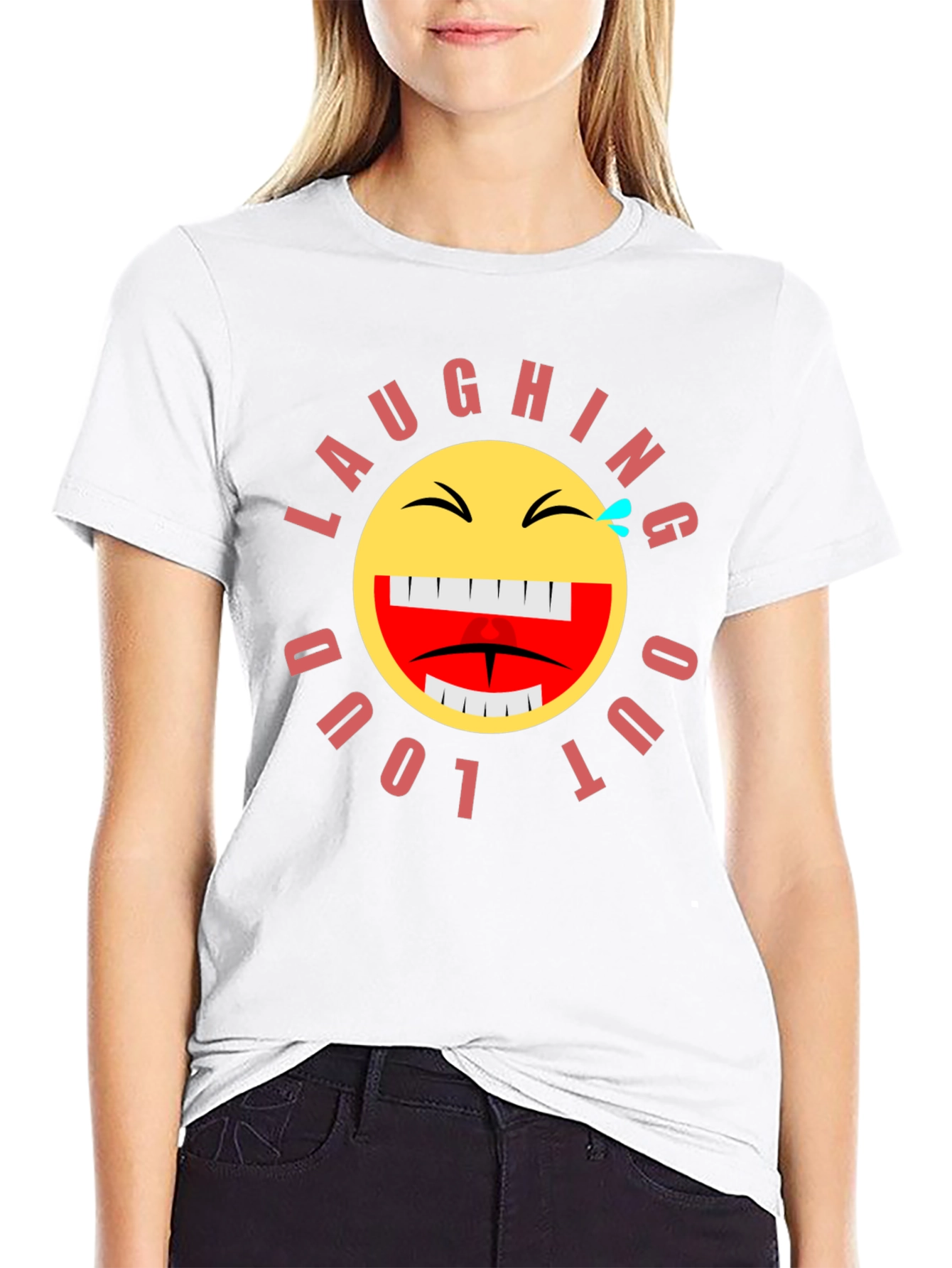 Laughing Out Loud Emoji Graphic T-Shirt