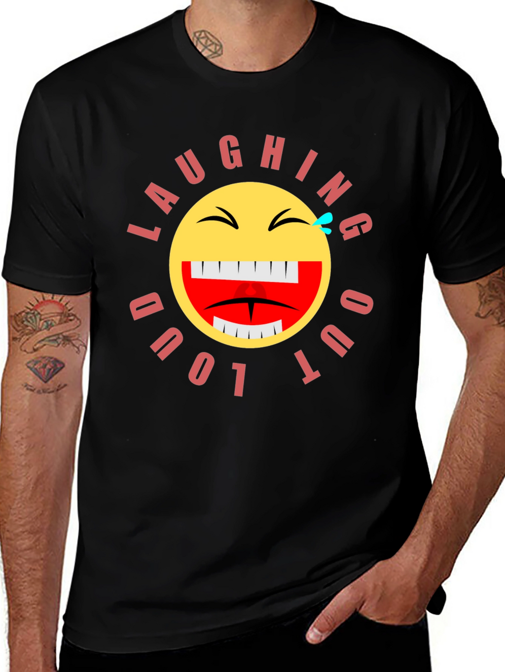Laughing Out Loud Emoji Graphic T-Shirt