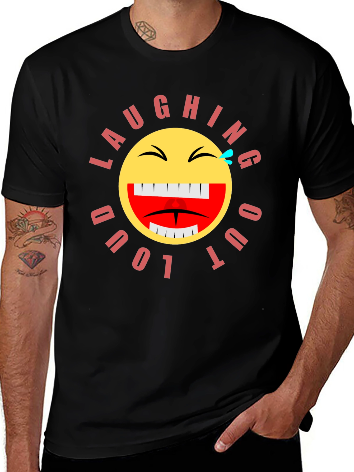 Laughing Out Loud Emoji Graphic T-Shirt