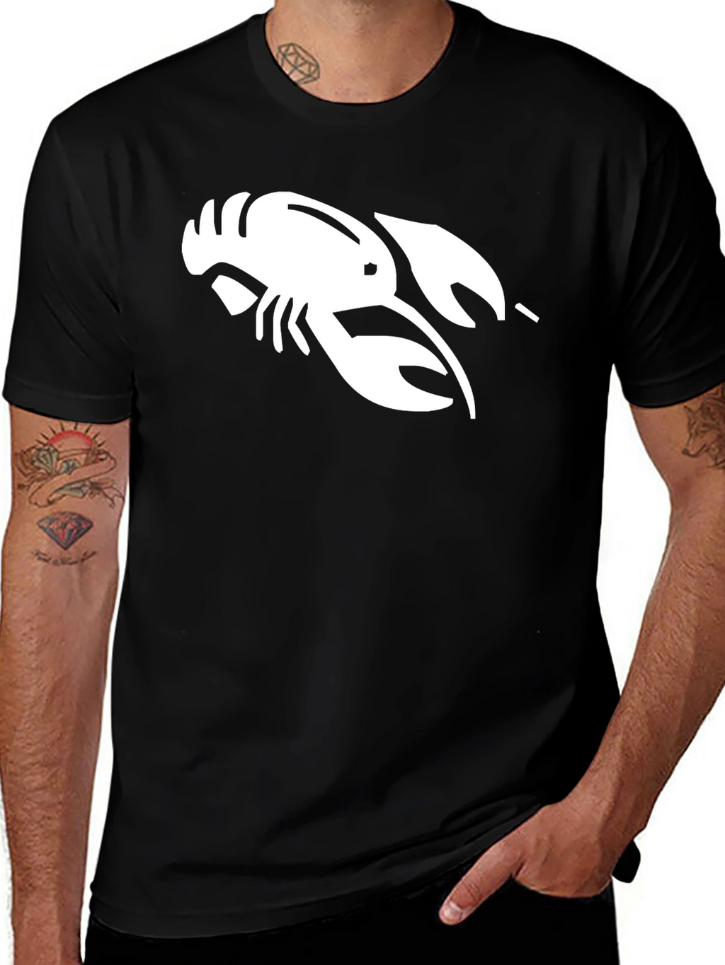 Lobster Graphic Tee - Black Casual T-Shirt