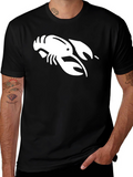 Lobster Graphic Tee - Black Casual T-Shirt
