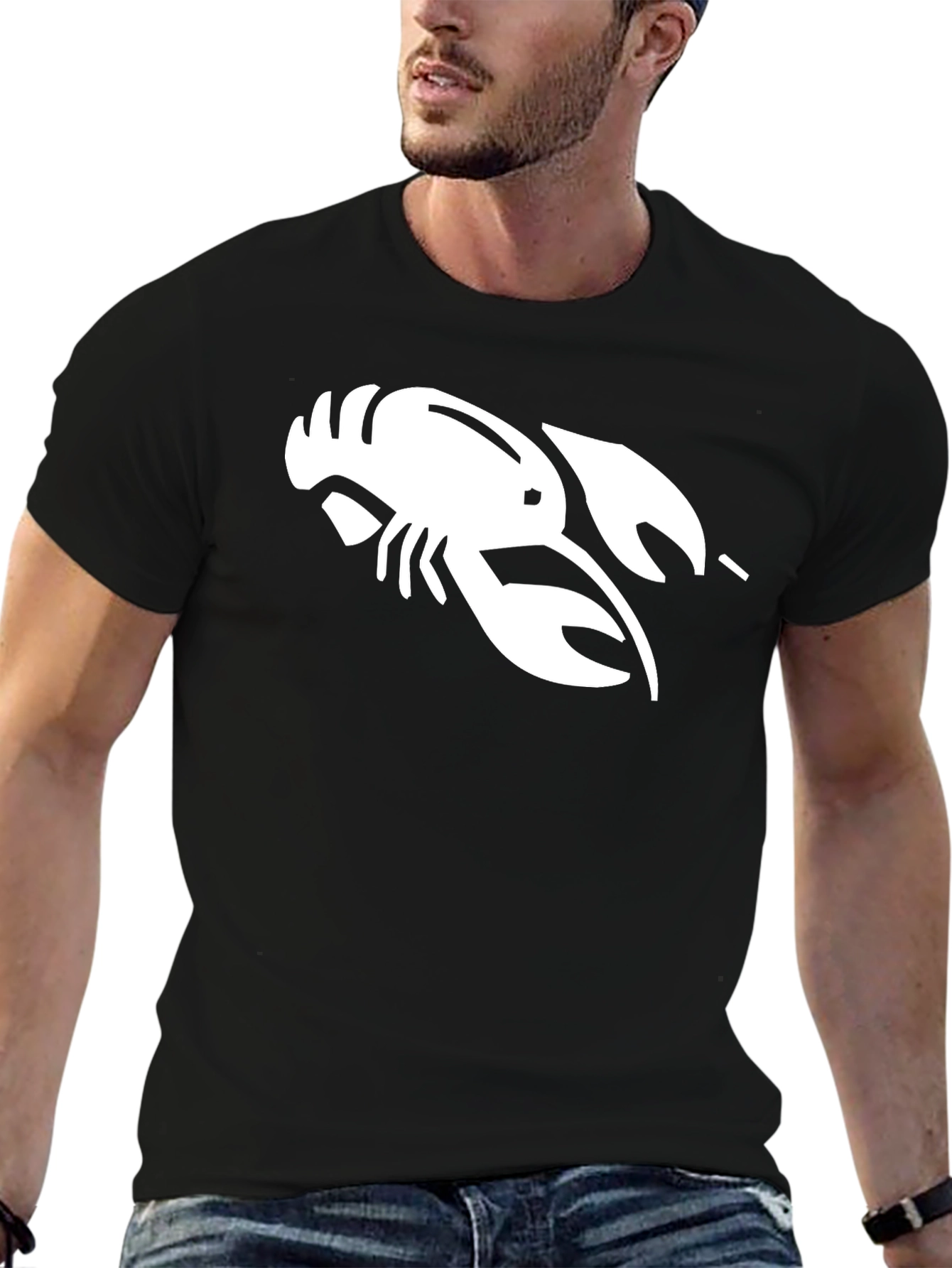 Lobster Graphic Tee - Black Casual T-Shirt