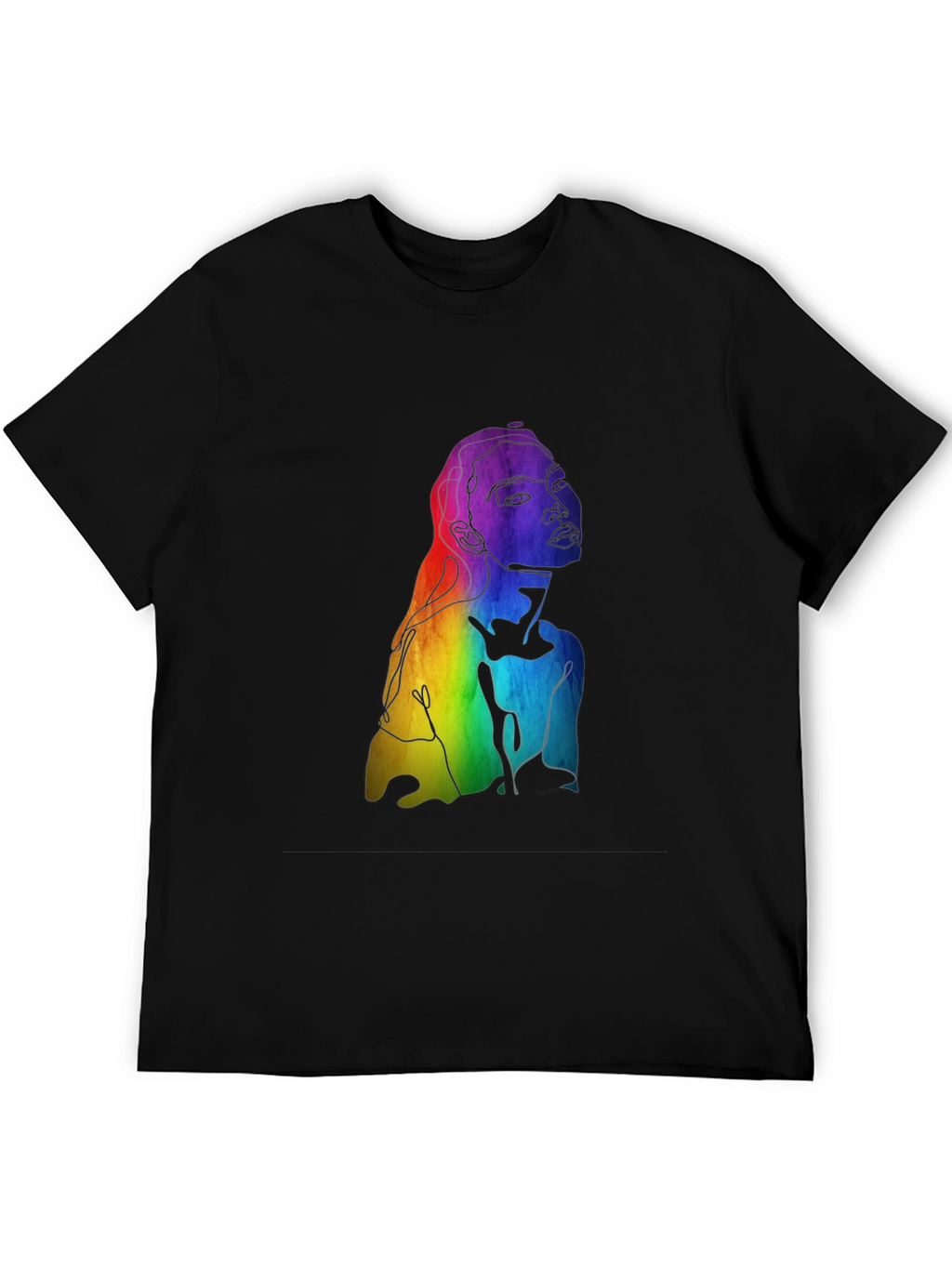 Rainbow Woman Graphic Tee - Black Cotton Blend