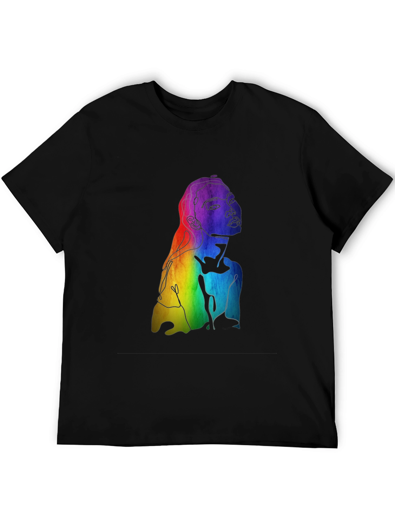 Rainbow Woman Graphic Tee - Black Cotton Blend