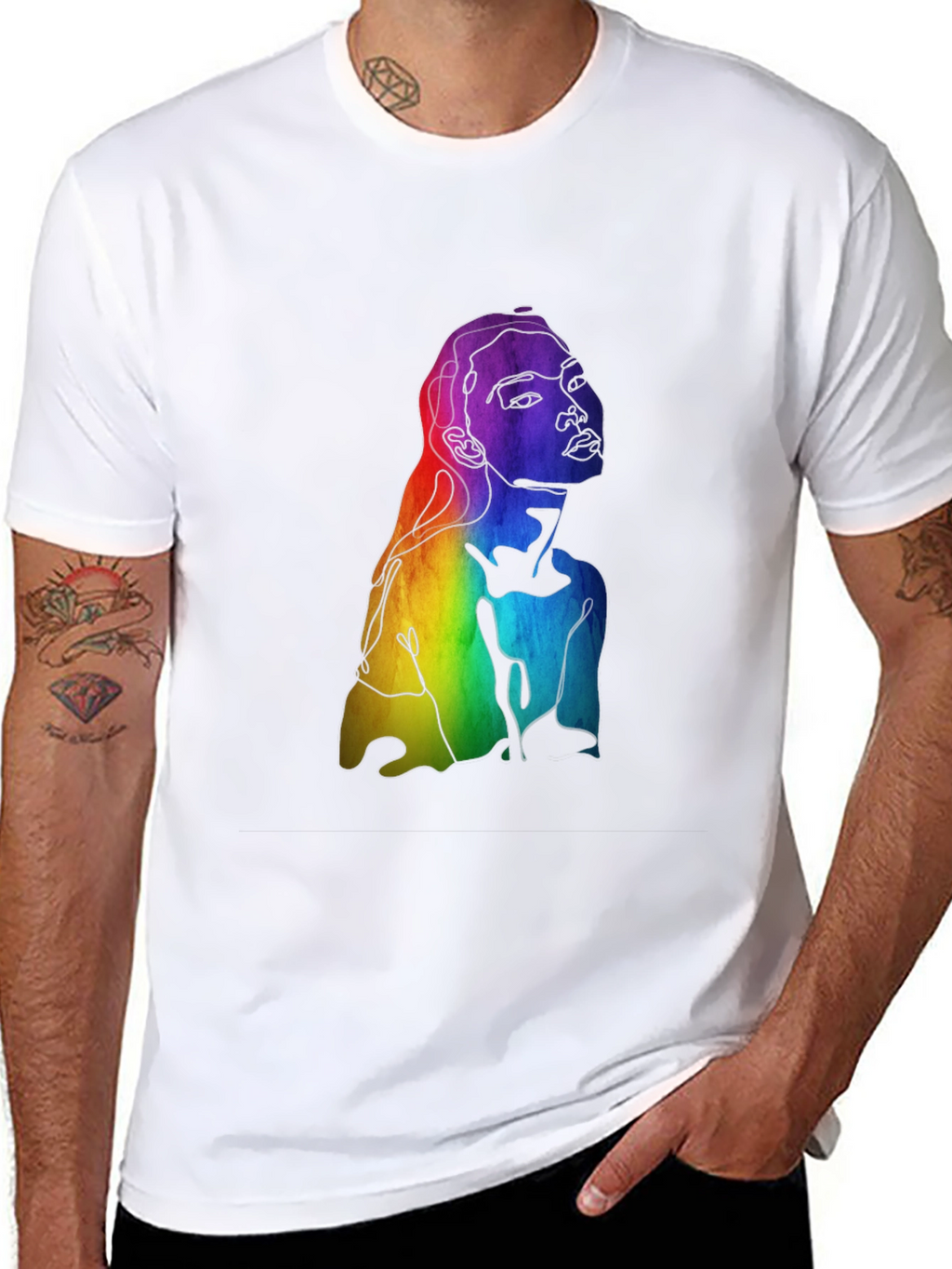 Rainbow Woman Graphic Tee - Black Cotton Blend