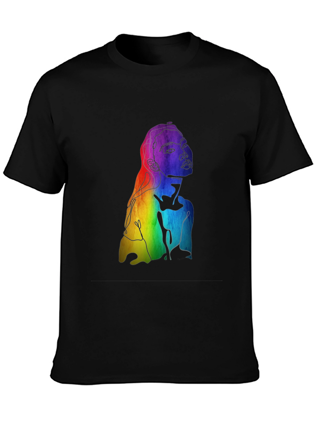 Rainbow Woman Graphic Tee - Black Cotton Blend
