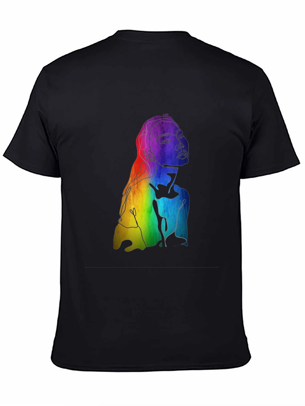 Rainbow Woman Graphic Tee - Black Cotton Blend