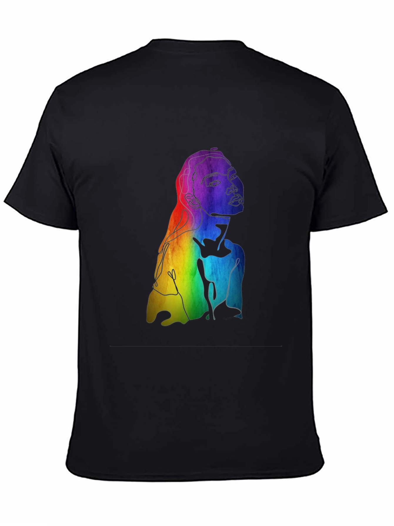 Rainbow Woman Graphic Tee - Black Cotton Blend