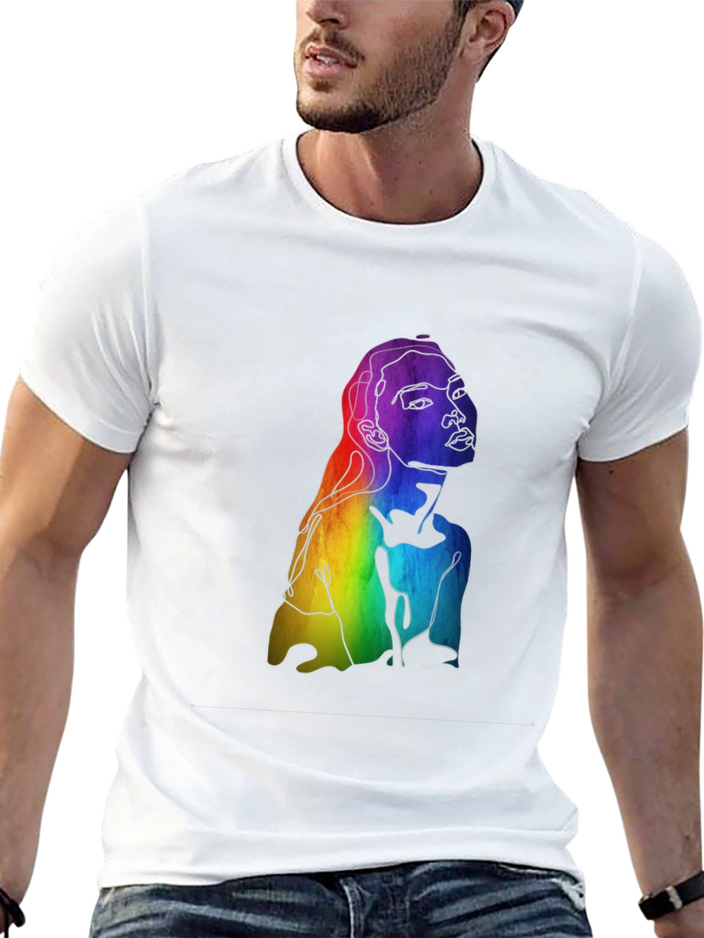 Rainbow Woman Graphic Tee - Black Cotton Blend