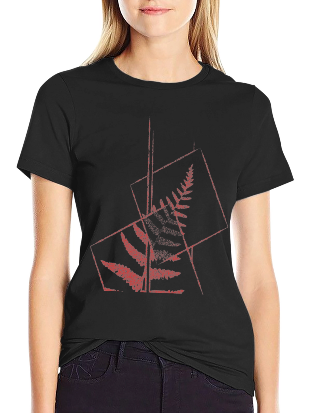 Geometric Fern Graphic Tee - Modern Style